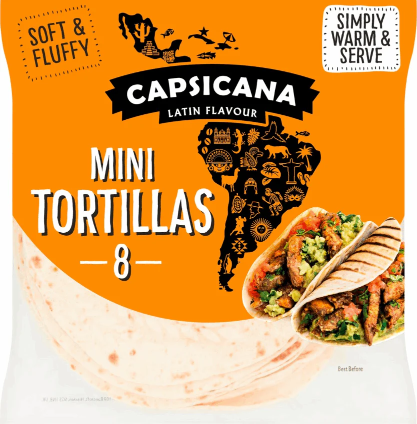 Capsicana Mini Soft Taco Shell Tortilla Wraps 8 pack - TO ORDER ONLY