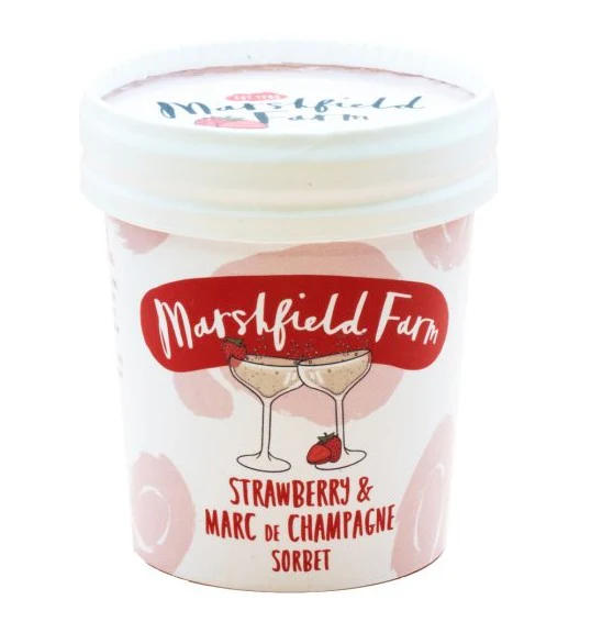 Marshfield Strawberry & Champagne Sorbet Mini Tub 12 x 125ml