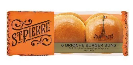 St Pierre Brioche Burger Buns 6 x 50gm (4 inch)
